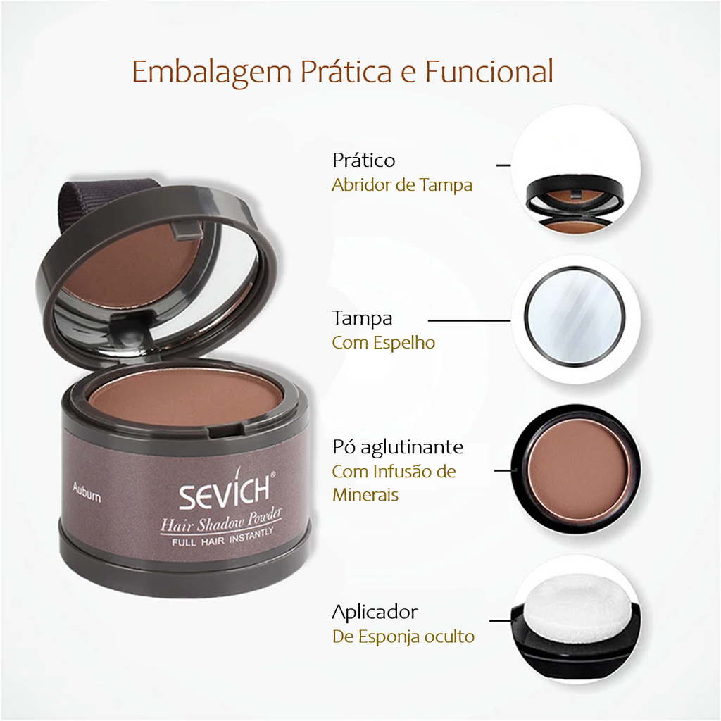 Pó Maquiagem para Cabelo a prova D'água - SEVÍCH