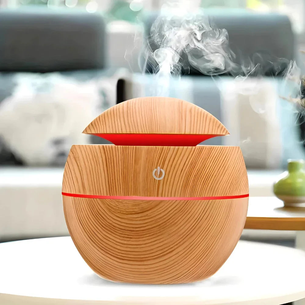 Umidificador e Difusor EcoAroma WoodGlow- Ar Fresco o Dia Todo!