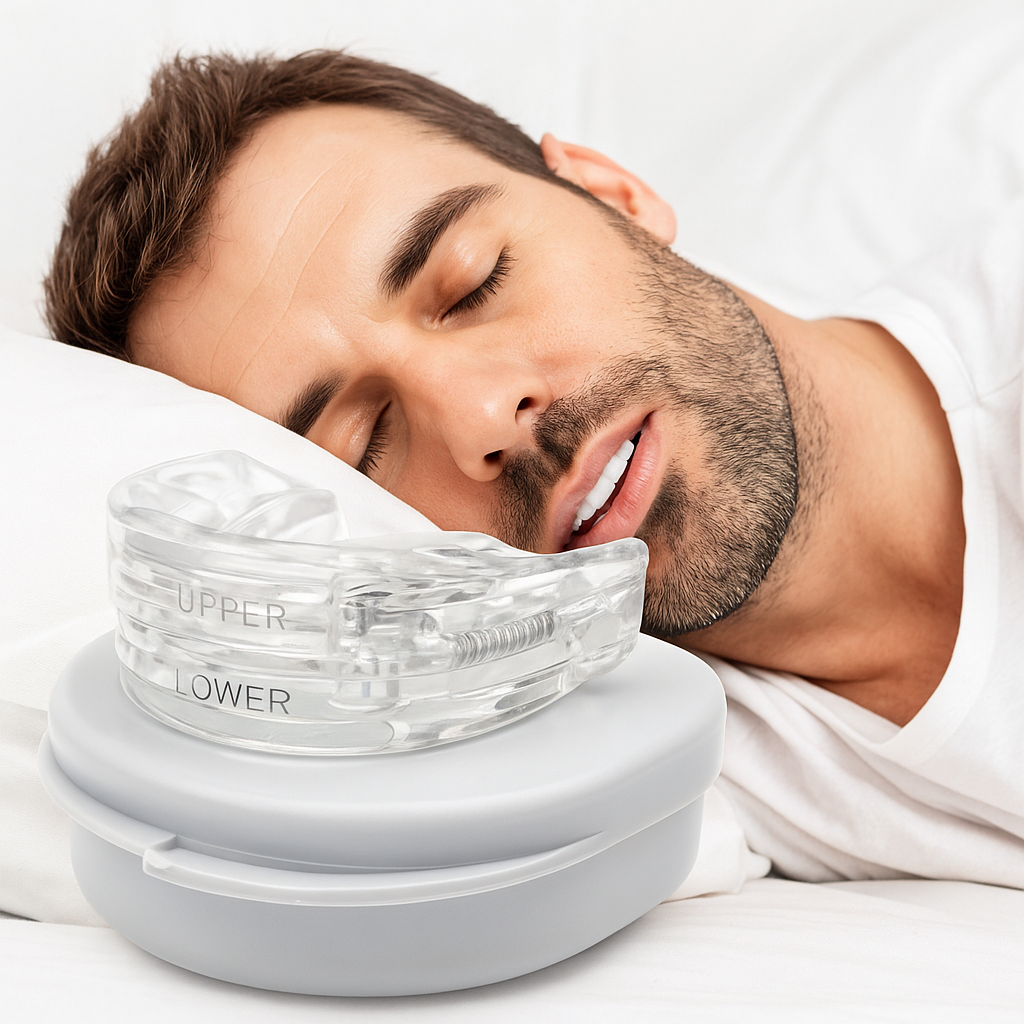SleepGuard Pro — Anti Ronco Ajustável para Noites Silenciosas e Sono Restaurador!