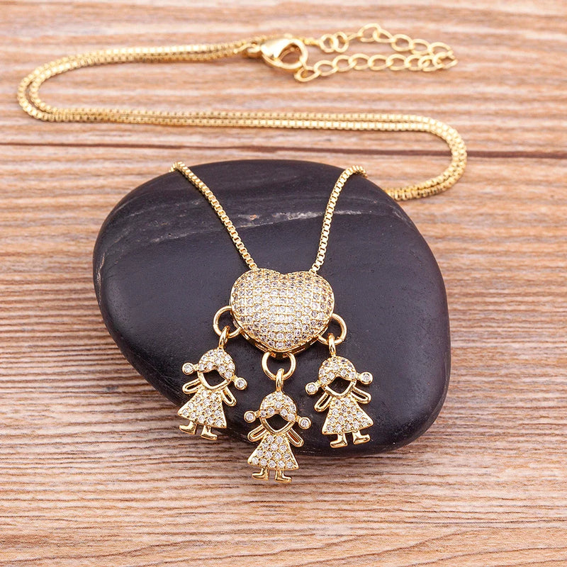 MomLove Pro — Colar de Mãe com Filhos em Cristal Zircônia!