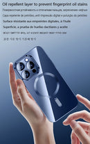 Luxo Sem Fio Magnético Oficial Ímã Capinha Para Magsafe Capa Iphone 17 Pro Max 17 Air Apple Original Claro Acrílico Prova Choque Quadro Silicone.