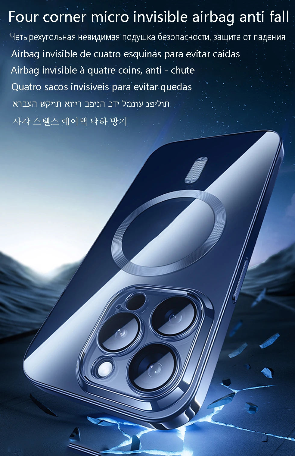Luxo Sem Fio Magnético Oficial Ímã Capinha Para Magsafe Capa Iphone 17 Pro Max 17 Air Apple Original Claro Acrílico Prova Choque Quadro Silicone.