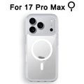Luxo Sem Fio Magnético Oficial Ímã Capinha Para Magsafe Capa Iphone 17 Pro Max 17 Air Apple Original Claro Acrílico Prova Choque Quadro Silicone.