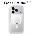Luxo Sem Fio Magnético Oficial Ímã Capinha Para Magsafe Capa Iphone 17 Pro Max 17 Air Apple Original Claro Acrílico Prova Choque Quadro Silicone.