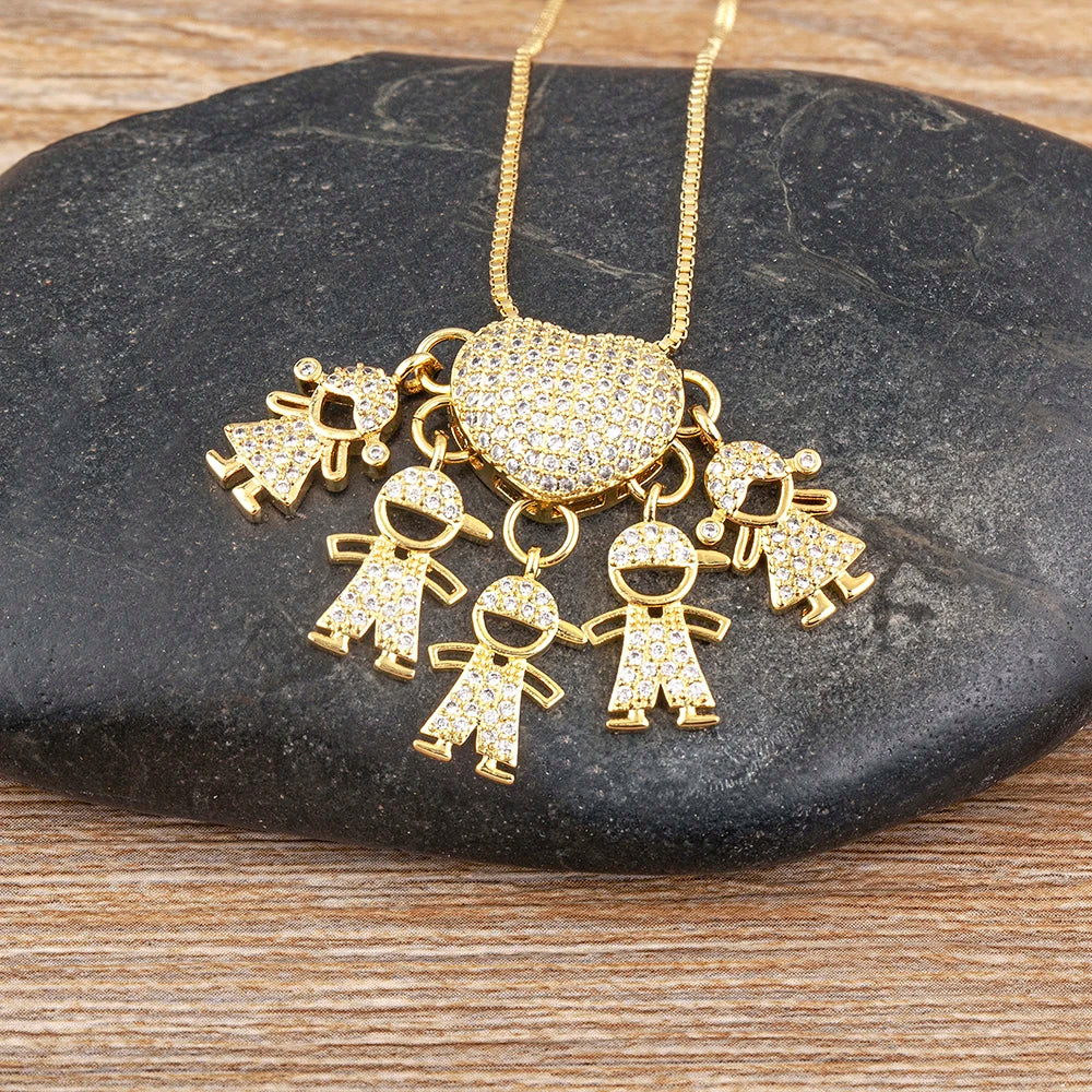 MomLove Pro — Colar de Mãe com Filhos em Cristal Zircônia!