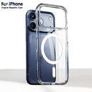 Luxo Sem Fio Magnético Oficial Ímã Capinha Para Magsafe Capa Iphone 17 Pro Max 17 Air Apple Original Claro Acrílico Prova Choque Quadro Silicone.