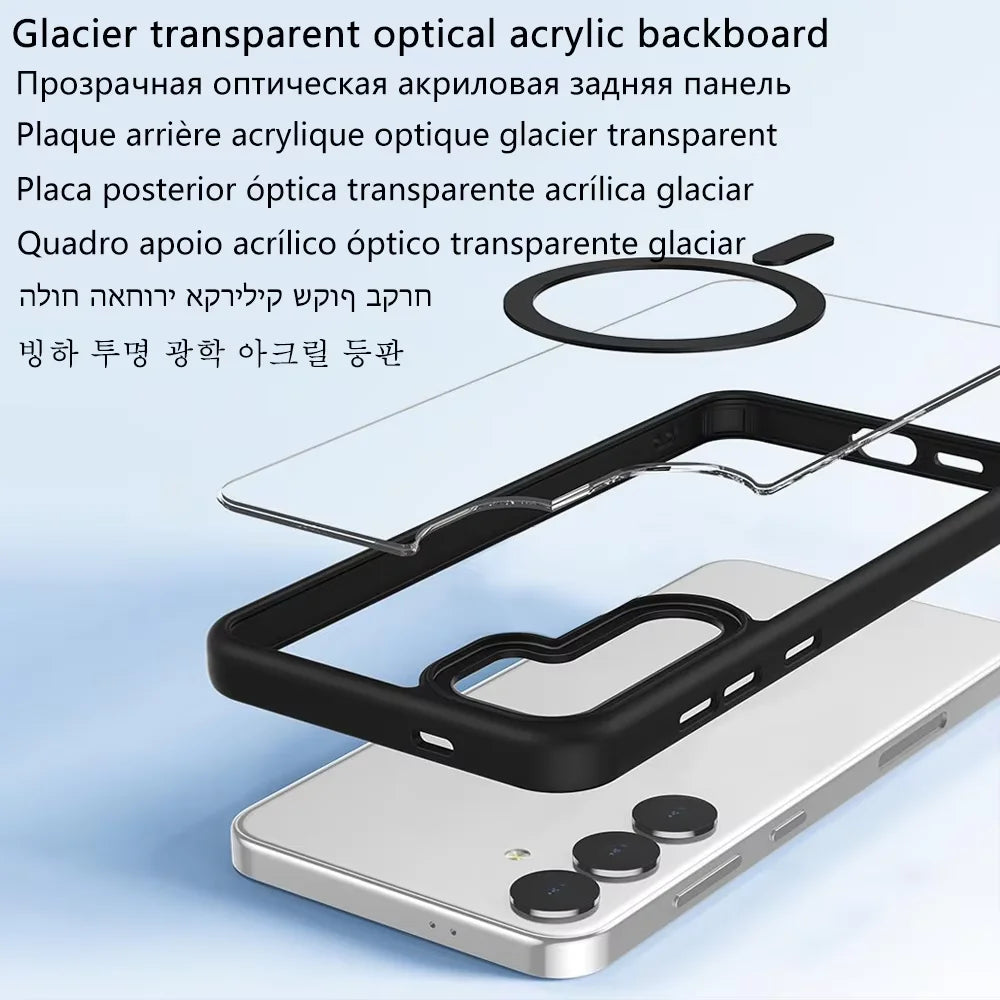 Luxo Sem Fio Magnético Oficial Ímã Capinha Para Magsafe Capa Iphone 17 Pro Max 17 Air Apple Original Claro Acrílico Prova Choque Quadro Silicone.
