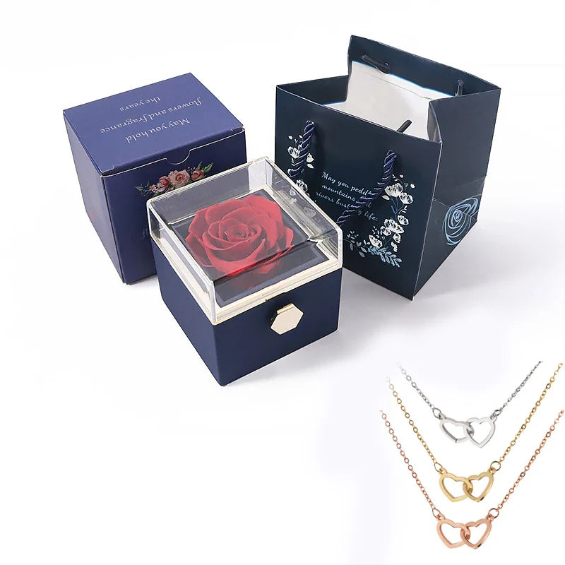EternalLove — Colar com Caixa de Rosas Rotativa para Presentear Quem Você Ama!