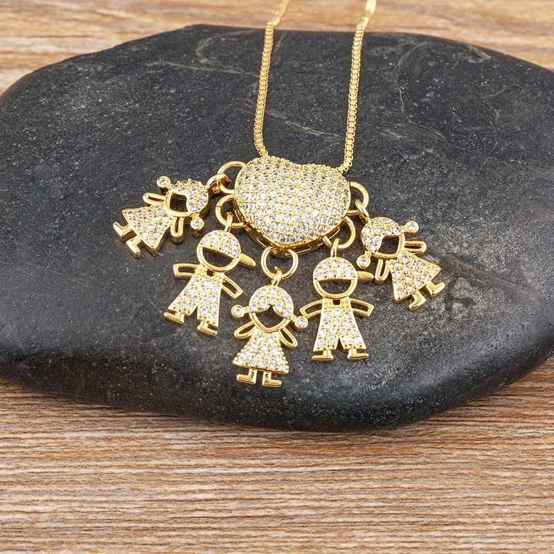 MomLove Pro — Colar de Mãe com Filhos em Cristal Zircônia!