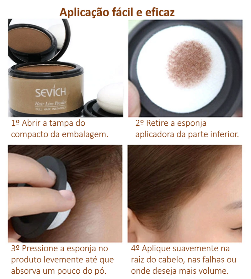 Pó Maquiagem para Cabelo a prova D'água - SEVÍCH