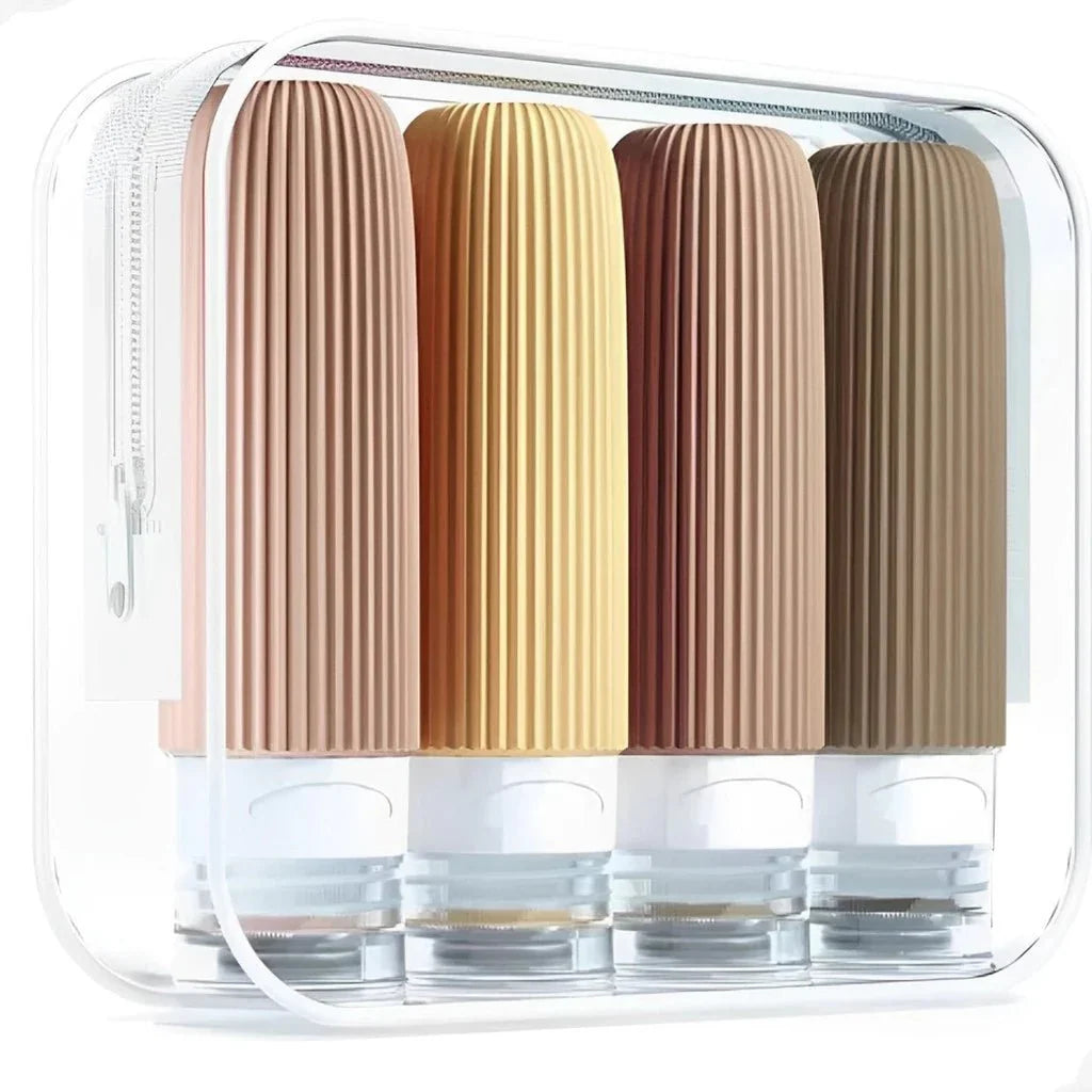 Kit 4 Frascos de Silicone Para Viagem