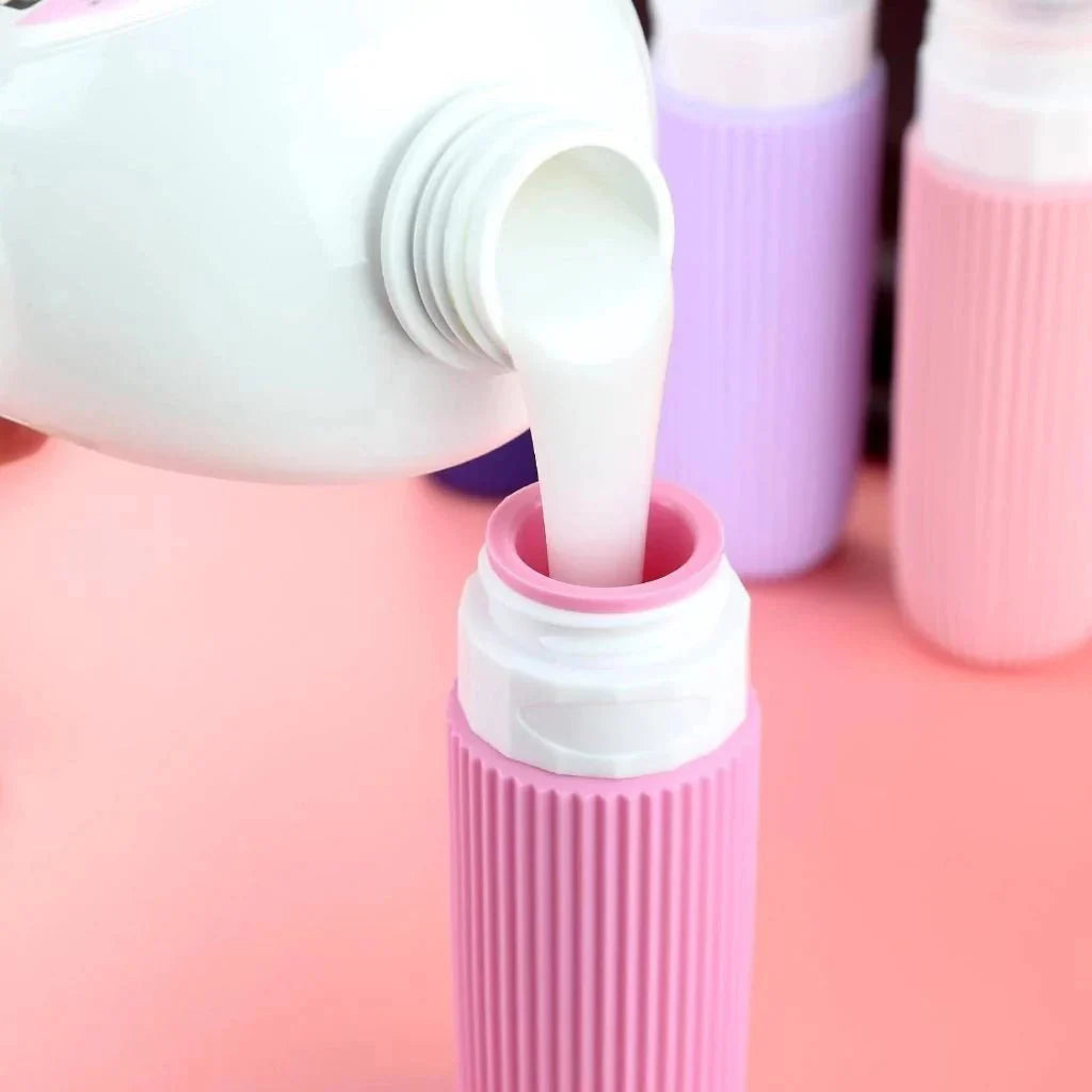 Kit 4 Frascos de Silicone Para Viagem